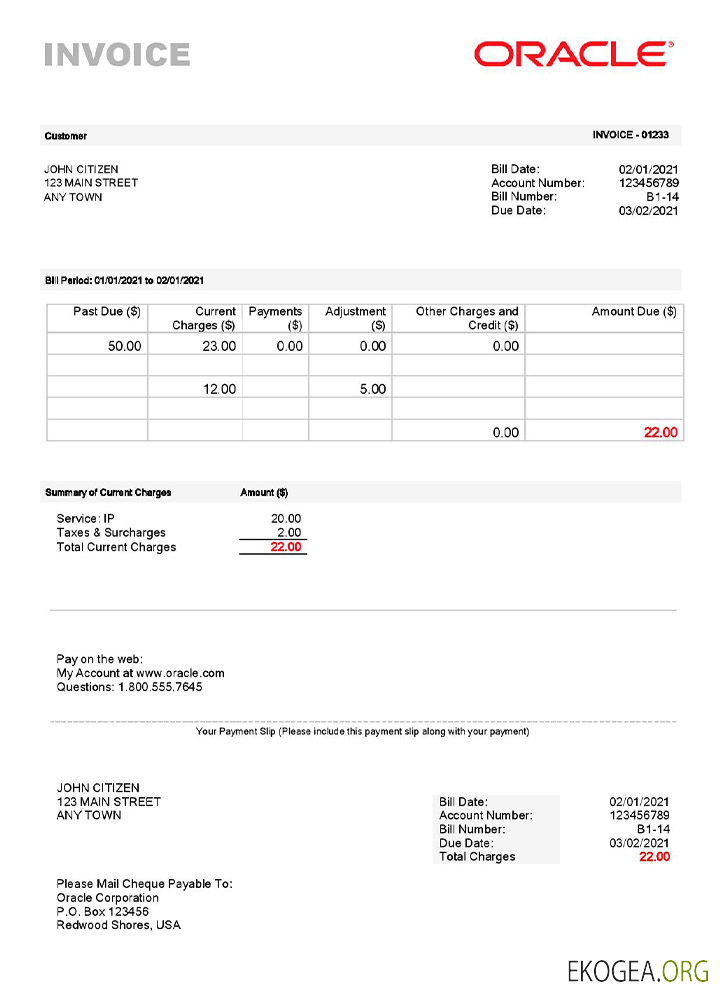 Facture Oracle aux États , Unis